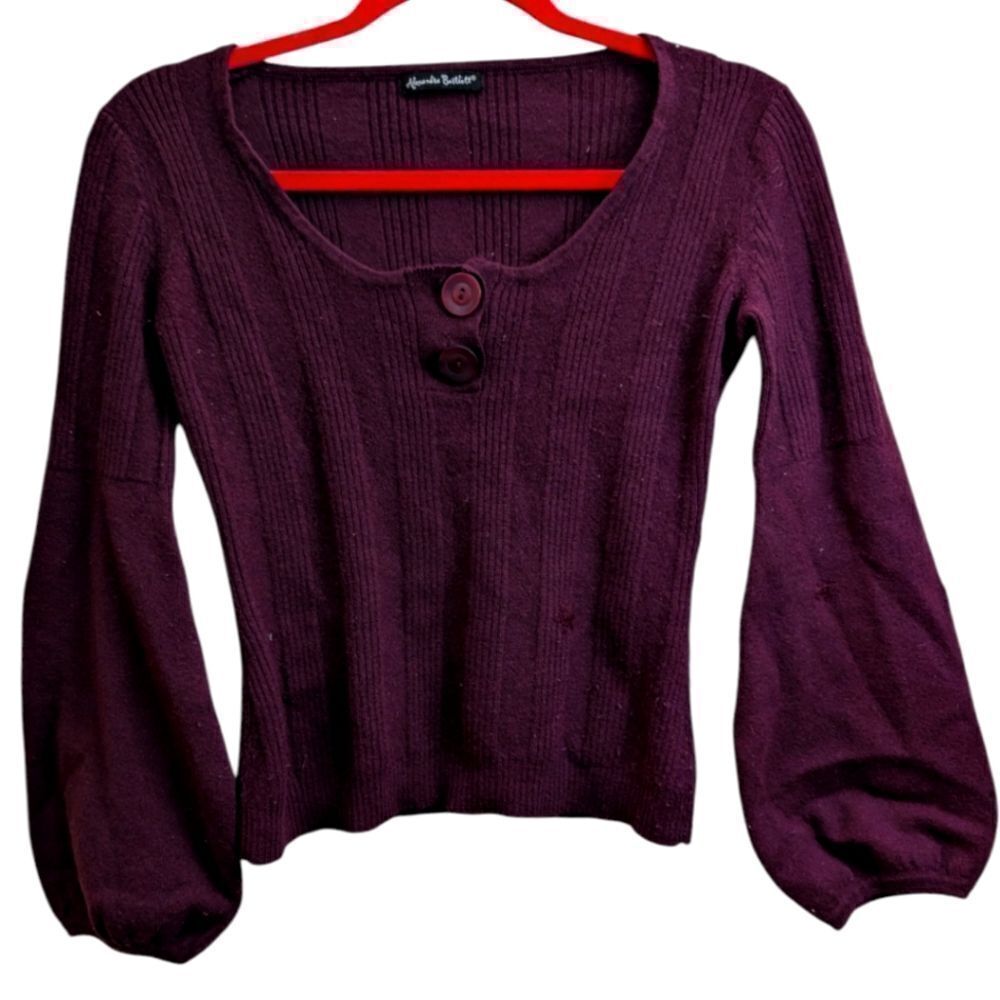 Alexander Bartlett wool Burgundy scoop-neck cropped sweater size S